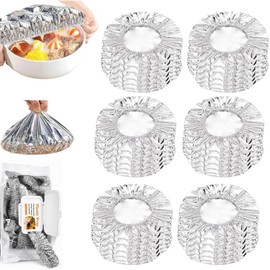 Pull style Reusable Aluminum Foil Food Covers, Elastic Stretch Design with Protection, Bowl Covers for Bowls, Plates, Pots Containers, for Kitchen Use, Picnics & Food Storage (30 Pack)