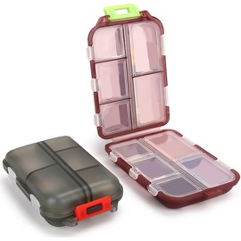 ACEmedia 2PCS Travel Pill Organizer, Portable Pill Case, Pill Box Dispenser, with 10 Compartments for Different Medicines