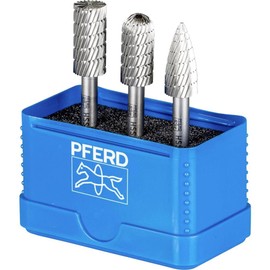 PFERD HSS burr set, 3 pieces, teeth 3, diameter 12 mm, shaft diameter 6 mm, 22900811 - universal for steel, cast steel and cast iron