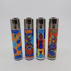 4 Clipper Limited Edition Reusable Lighters - Hipster Pineapple