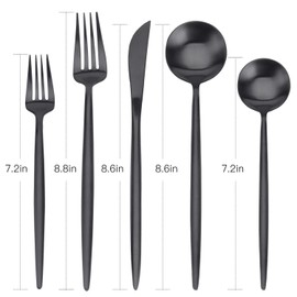 Matte Black Silverware Set, Bysta 20-Piece Stainless Steel Flatware Set Cutlery Set Service For 4, Satin Finish, Dishwasher Safe, Nice Gift Box