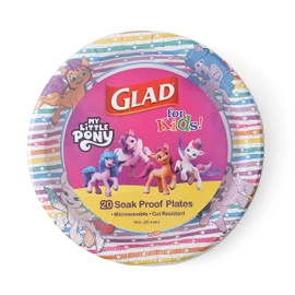 Glad MLP Pony Stripes Mesa, 10 pulgadas - 20 unidades, platos de papel