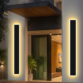 pedforn 2pcs 31in Modern Outdoor Wall Light, IP65 Waterproof Outdoor Wall Sconce, 3000K-6000K Dimmable LED Black Garage Lights, Exterior Wall Lighting, Anti-Rust Linear Long Outdoor Light
