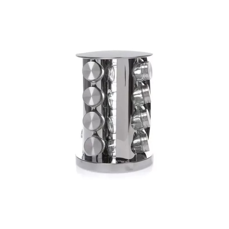Total Supplier Porta Especieros Giratorio Aluminio 16 Botellas Tapa Azul