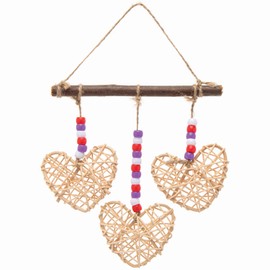 Baker Ross Rattan Hearts-Pack of 10, Natural Art and Craft Supplies for Kids (FC313), Assorted,7 cm