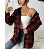 HOTOUCH Flannel Plaid Shacket for Women Fleece Button Down Long