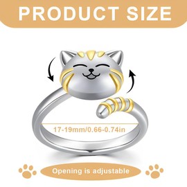 XPEX Anxiety Ring 925 Silver Stress Ring Women's Fidget Ring Women's Stress Ring Silver Rings 925 Women Anxiety Ring Silver Fidget Ring Spinner Ring Adjustable Rings for Women