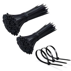 SIOPPKIK Cable Ties 100 mm x 1.9 mm + 150 mm x 1.9 mm, Pack of 100 UV-Resistant Ultra Strong Cable Ties with 80 kg Tensile Strength, Heat Resistant, Durable (Black)