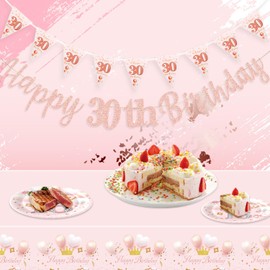 MAGLAUG 30th Birthday Banner Girls Women, Happy30th Birthday Banners 30th Birthday Decorations Banners for Women Girls Her Party Dec Rose Gold (Birthday30th)