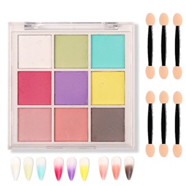 DIY Gitter Pastel Chrome Nail Powder Kit – 9 Colors for Ombre Nails with 6 Brushes（Playful Pop Tones）