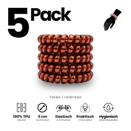Specora - Spiral Hair Scrunchies Pack of 5 - 5 cm TPU Red/Brown
