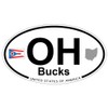 US Decal, Inc. Bucks, Ohio Oval Sticker with State Flag