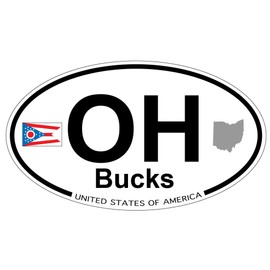 US Decal, Inc. Bucks, Ohio Oval Sticker with State Flag