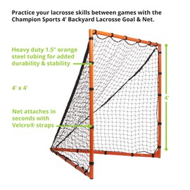 Champion Sports Backyard Lacrosse Goal: 4x4 Girls & Boys Youth Training Goal with Net