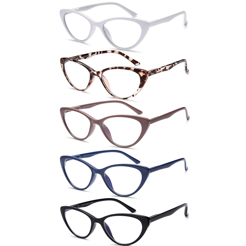EYEURL Reading Glasses for Women 5 Pack Fashion Cat Eye