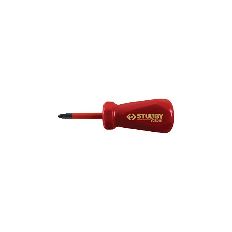 C.K T48343-2 Stubby Vde/1000V Slim Screwdriver Pz2, Red