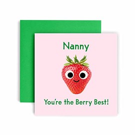 Huxters Birthday Cards for Women –You're the Berry Best Nanny Happy Birthday Card for Birthday, Mother’s Day – Nanny Birthday Card with Lovely Pink Envelope – Funny Birthday Card (Nanny)
