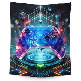 Boys Gaming Throw Blanket - 50x40 Inches Small Blanket for Kids, Teens - Soft Cozy Blankets for Couch, Sofa - Colorful Flannel Throws Gifts for Gamer Room Decor