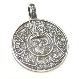 Silver Pendant "Maya Calendar", Made of Solid Sterling Silver, Protective Symbol, Unisex Jewellery, Sterling Silver