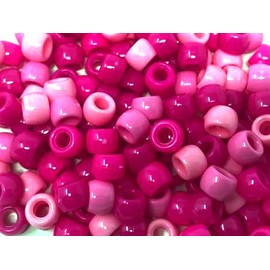 Assorted Color Design 180 Pieces Plastic Beads 6 x 7 mm for Braid Hair for Girls (Pink Mix)