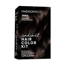 Madison Reed - Kit de color de cabello radiante, tinte permanente para el cabello, 100 % cobertura de canas, sin amoníaco, negro Positano 3NNA, el cas
