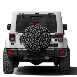 Foruidea Leopard Print Spare Tire Cover with Backup Camera Hole Wheel Tire Cover Fit Trailer, RV, SUV and Many Vehicle 17inch