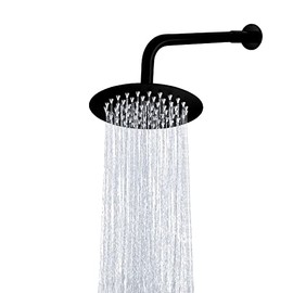 Cabeza de Ducha de Lluvia Negro Mate de Alta Presión, Regadera Redonda de Acero Inoxidable de 6 Pulgadas, Cabezal de Ducha de Lluvia Ultrafina con Montaje Fijo para Baño, CV-50015-N