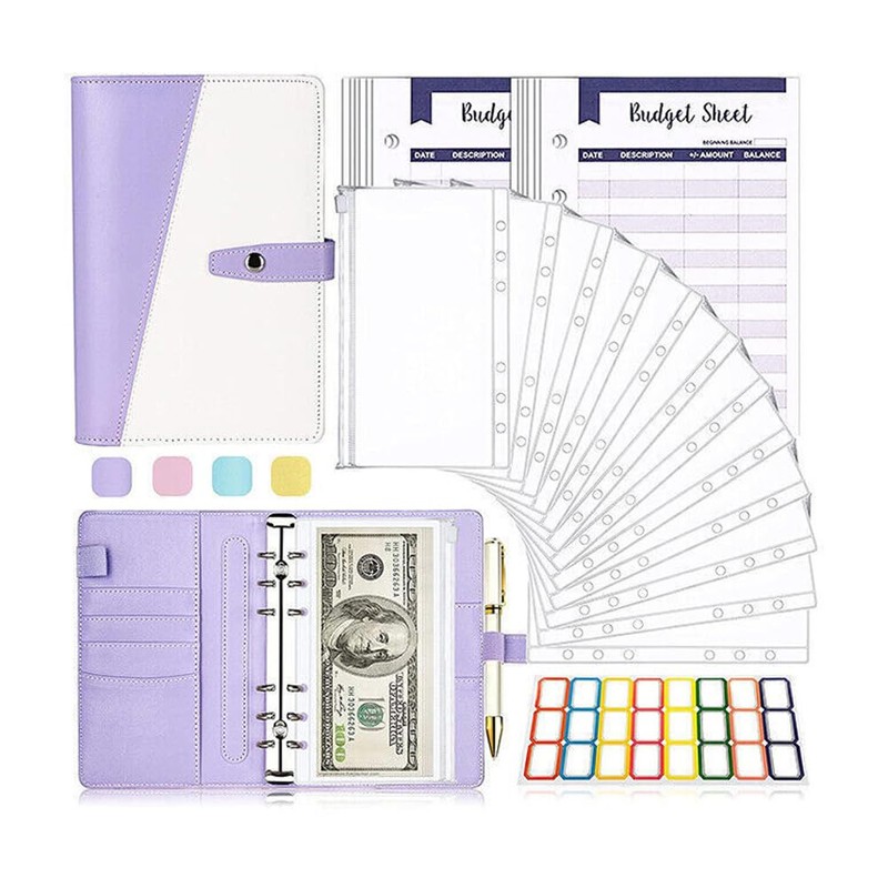 AIMALL A6 PU Leather Binder Cover Binder Pockets Cash Envelope