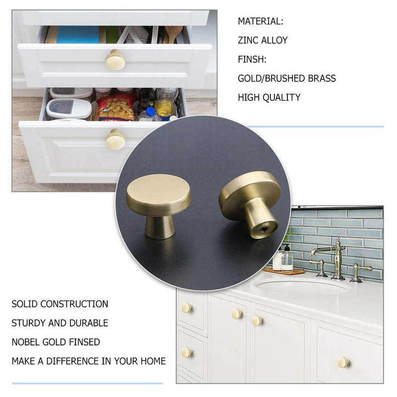 10 Pack goldenwarm Cabinet Door Knobs Brushed Gold Drawer Pull