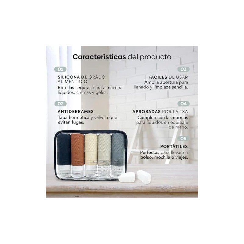 Kit de Viaje Envases Silicona INCLUYE 2 Protectores Para Cepillos