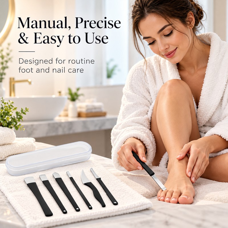 6-Piece Stainless Steel Foot Care Tool Set – Manual Callus