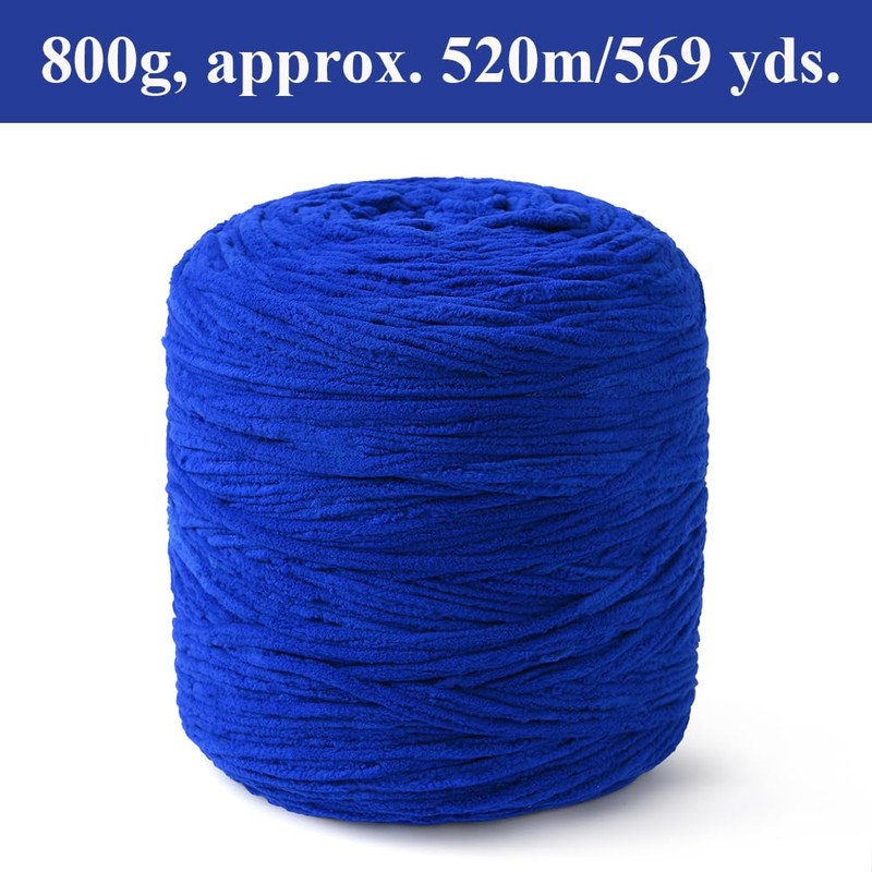 NOTIONSLAND Chunky Chenille Knitting Crochet Yarn (Sapphire Blue, 800g)
