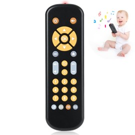 Baby TV Remote Control Toy with Sound and Light, Music Toys for Baby 6-24 Months, Infant Teether Toys, Early Development Toys with 3 Language English/French/Spanish for Toddlers 6 12 18 Month