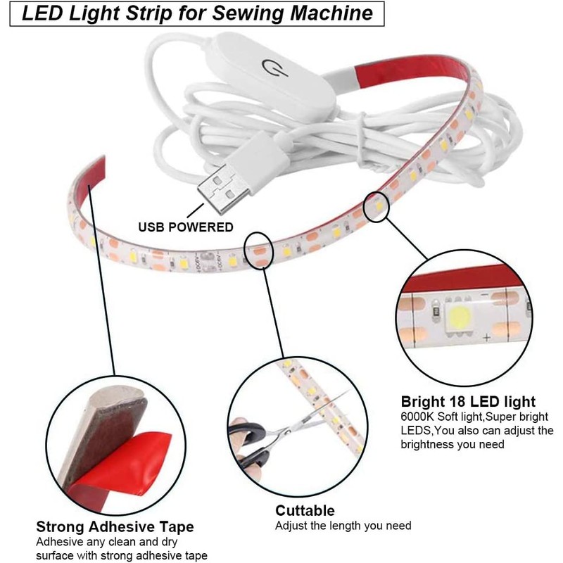 CUQI USB Sewing Machine Light Strip, 5V 30CM LED Sewing