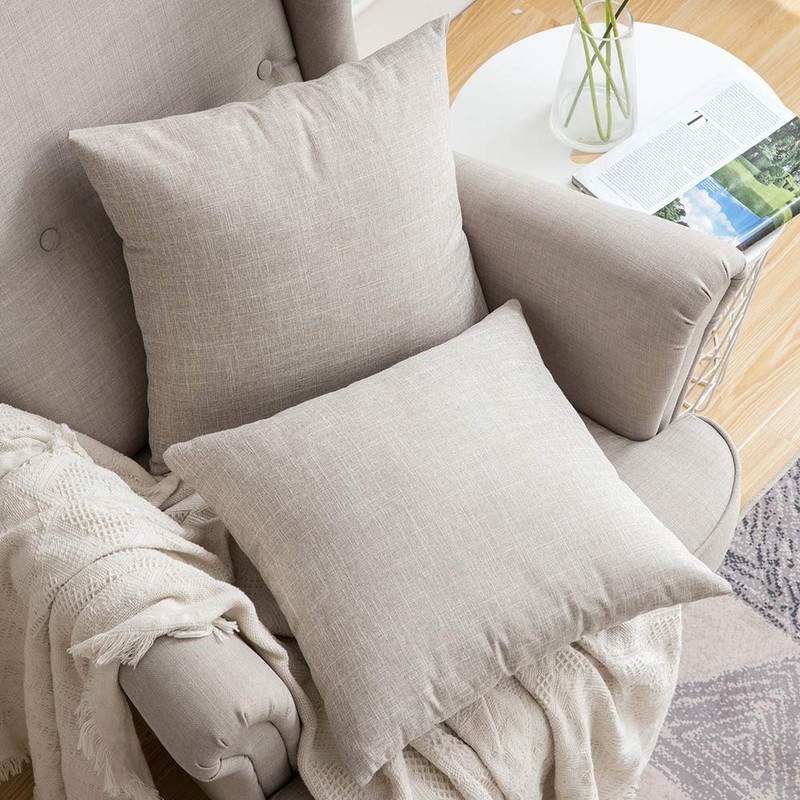 MIULEE Pack of 2 Decorative Throw Pillow Covers Farmhouse Linen