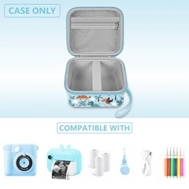 Leayjeen Kids Instant Print Camera Case Compatible with OPERHOO/Studio Creator/HiMont/YKSLEMON/CHRERNA and Kids Camera Print Paper, Easter Birthday Gift Toys for Kids (Case Only) Blue Dinosaur