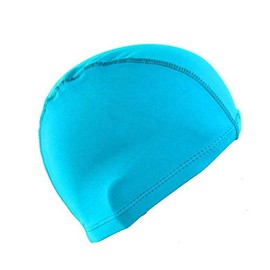 Flyusa Pure Color Lycra Swim Cap,Nylon Cloth Fabric Swimming Caps Bathing Cap for Adult Men Women with Short Long Hair(Lake Blue)