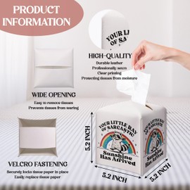 Funny Raccoon Tissue Box Cover, Raccoon Gifts for Women Men, Square Decorative Tissue Box Holder with Bottom Belt, PU Leather Toilet Paper Cover for Tabletop Bathroom Office Decor-A12