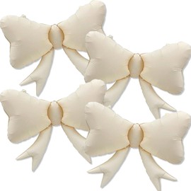 4 Pcs Large Bow Balloons, Cream White Bow Balloons Coquette Balloons for Cream White Bow Party Decorations Coquette Birthday Decorations