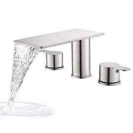GUOYINDONG Deck Mount Roman Tub Faucet, Brushed Nickel Waterfall Bathtub Faucet High Flow 2 Handle Bath Tub Faucet Set