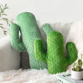 AELS Set of 2 Cactus Decorative Throw Pillows, 22"& 14" Cactus Plush Pillow Set, 3D Office Nap Pillow, Cute Succulent Throw Pillow for Nursery Bedroom Room Decor, Sage Green & Grass Green