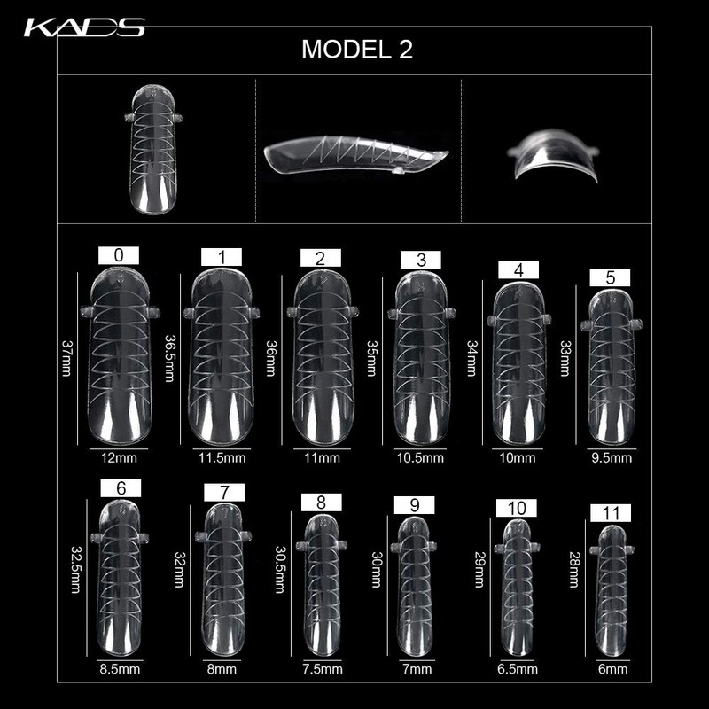 KADS Nail Tips 12 Sizes/10PCS Dual Nail Foam UV Gel