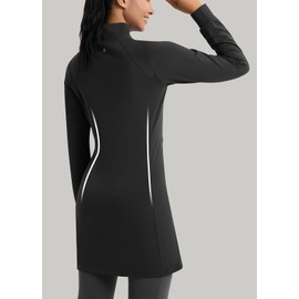 Emlovm Women's Fleece Dress Quarter Zip Long Pullover Winter Tunic Golf Outfits Water Resistant Sweatshirt with Pockets Black XXL