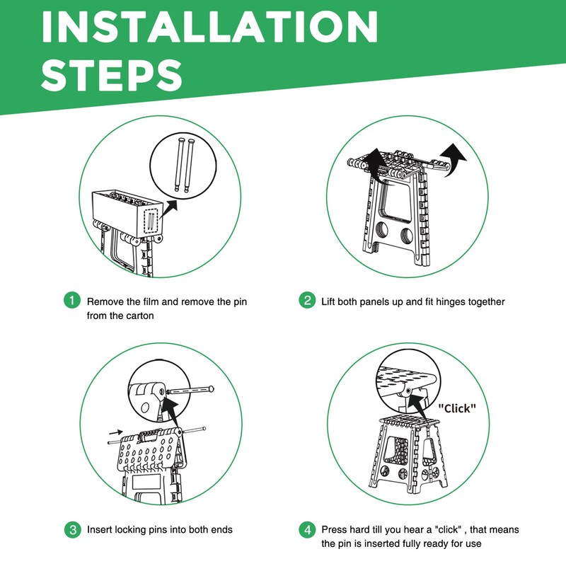 Dyforce 17.5 Inch Folding Step Stool 400lbs Capacity Sturdy Plastic