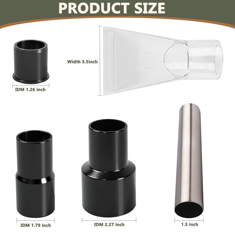 Universal Shop Vac Adapter Set (1-1/4", 1-7/8", 2-1/2") with Clear
