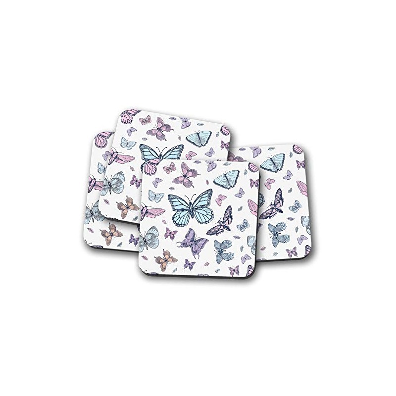 4 Set - Beautiful Butterflies Coaster - Pretty Bug Moth