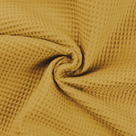 100% Cotton Waffle Honeycomb Pique Fabric Material Dusty Yellow, 1Mtr 140cm x 100cm