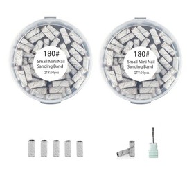 Vyqrx 100Pcs Small Sanding Bands for Nail Drill Bits with 3/32” Mandrel Bits, 180/240 Grit Nail File Sleeves for Electric Nail Files, Professional Manicure and Cuticle Care Tools (180)