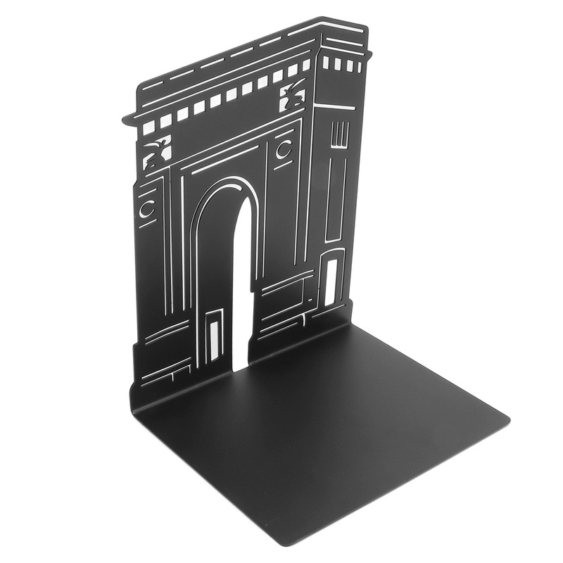 4 Pcs Metal Bookends Anti Slip Exquisite Unique Design Black