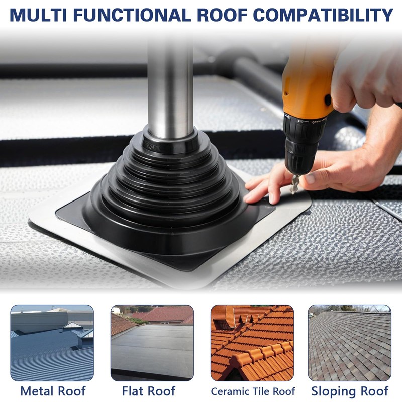 2 Pack Metal Roof Vent Boot, Flexible Pipe Flashing Boot